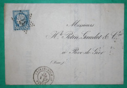N°60A ETOILE DE PARIS N°37 PARIS BOULEVARD MALESHERBES POUR RIVE DE GIER LOIRE 1871 LETTRE COVER FRANCE - 1849-1876: Classic Period