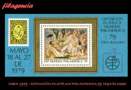 CUBA MINT. 1979-11 EXPOSICIÓN FILATÉLICA PHILASERDICA 79. PINTURAS. HOJA BLOQUE - Ungebraucht