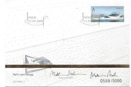 Norway 2008  Opening Of The New Opera House, Oslo.  Mi 1646 FDC Special Cover With Sign Of Designer - Lettres & Documents