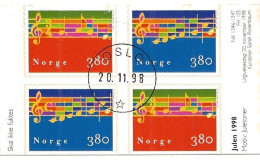 Norway Norge 1998 Christmas - Music Bloc Mi 1297-1298 2 Pairs Cancelled First Day - Oblitérés