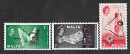 SD)1958 MALTA  BRITISH COLONY TECHNICAL EDUCATION, DESIGN, PAOLA TECHNICAL SCHOOL & CONSTRUCTION, 3 STAMPS MNH - Malta