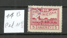 Poland Polen Polska 1918 Local Post Przedborz Michel 11 B (perf 11 1/2) O - Gebraucht