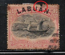 LABUAN Scott # 54 Used - North Borneo Stamp Overprinted - Small Fault - Other & Unclassified