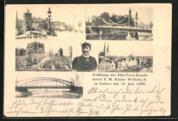 AK Lübeck, Eröffnung Des Elbe-Trave-Kanals Durch Kaiser Wilhelm II. 1900, Ortspartie  - Luebeck