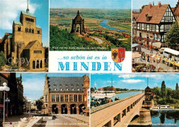 73846072 Minden  Westfalen Weser 1000jaehriger Dom Blick Vom Kaiser Wilhelm Denk - Minden