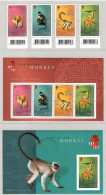 Hong Kong 2004, Monkey, Year Of The Monkeys, Set Of 4v + 2x M/S, MNH** - Monkeys