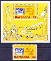 Barbados 1984 MNH MS + 1v, 19th Congress Of The UPU - UPU (Universal Postal Union)