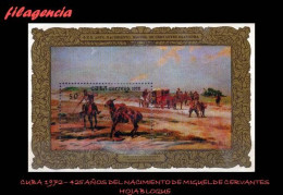 CUBA MINT. 1972-18 425 NATALICIO DE MIGUEL DE CERVANTES. PINTURAS. HOJA BLOQUE - Nuevos