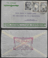 Argentina. Stamps Sc. 435 And Sc. 446 On Air Mail Letter “Via Condor”, Sent From Buenos Aires On 4.04.37 To France. - Lettres & Documents