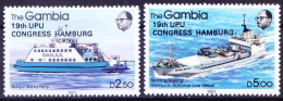 Gambia 1984 MNH 2v, River Boats, UPU Hamburg, Overprinted - UPU (Universal Postal Union)