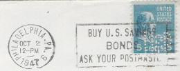 PERFORE SUR LETTRE DES ETATS UNIS 1947 - ENTETE UNIVERSITY OF PENNSYLVANIA ( THE LIBRARY ) FLAMME - VOIR LES SCANNERS - Perforés