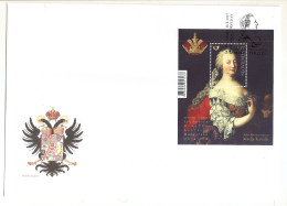 SLOVENIA 2017,300TH ANNIVERSARY OF THE BIRTH OF EMPRESS MARIA THERESA,MARIJA TEREZIJA,,BLOCK,COAT OF ARMS,FDC - Emissions Communes