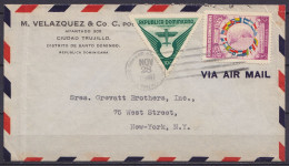 République Dominicaine - L. Par Avion Affr. 13c Flam. "CORREO AEREO /NOV 28 1940/ TRUJILLO" Pour NEW YORK - Dominican Republic