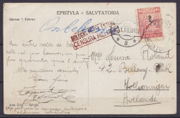 Grèce - CP Affr. 10L Càd KERKYRA /5 DEC 1918 Pour VLISSINGEN - Cachet Censure Italienne [BOLOGNA POSTA ESTERA / CENSURA  - Storia Postale
