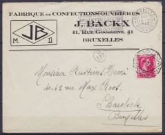 L. "Fabrique De Confections Ouvrières Backx" Flam. BRUXELLES 1/10 IV 1942 Affr. N°528 Obl. Diamant 10 IV 1942 Pour SCHAE - 1936-1957 Col Ouvert