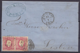 L. Datée 19 Janvier 1875 De OPORTO Affr. 2x 25r Càd PORTO /19/1/1875 Pour LISBOA - Storia Postale