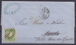 L. Datée 13 Février 1879 De LISSABON Affr. 50r Càd LISBOA /15/2/1879 Pour PORTO Réexpédiée à VILLA NOVA DA GAIA - Storia Postale