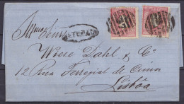 L. Datée 23 Janvier 1874 De St Ybes Affr. 2x25r - Griffe (SETUBAL) Pour LISBOA - Lettres & Documents
