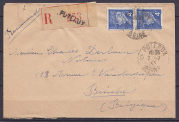 L. Recommandée Affr. 2x N°521A Càd PUTEAUX /2-7-1943 Pour Notaire à BINCHE - 1941-42 Pétain