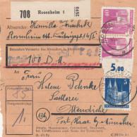 BiZone Paketkarte 1948: Rosenheim Nach Ottendichl, Wertkarte 100 DM - Lettres & Documents