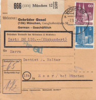 BiZone Paketkarte 1948: München Nach Haar, Selbstbucher, Wertkarte 100 DM - Lettres & Documents