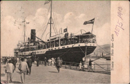 ! Alte Ansichtskarte Trieste , Adria, Ship Tirol, Molo San Carlo, Schiff, Dampfer, 1913 - Trieste (Triest)