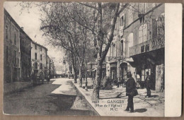 CPA 34 - GANGES - ( Place De L'Eglise ) - TB PLAN Avenue Sous Arbres ANIMATION MAGASINS - Ganges