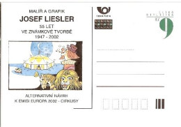 CDV B 409 Czech Republic EUROPA 2002 LION CIRCUS CLOWN - Cartes Postales