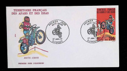 CL, FDC, 1 Er Jour, France, Territoire Français Des Afars Et Des Issas, Djibouti, 27 Janv. 77, Sports, Moto Cross - Brieven En Documenten