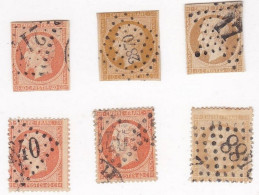 Lot De 6 Timbres Napoléon III 1853 à 1862 Tête Nue , Scan Recto Verso - 1853-1860 Napoléon III