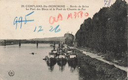 FRANCE - Conflans Saint Honorine - Le Port Des Bleus Et Le Pont Du Chemin De Fer - Carte Postale Ancienne - Conflans Saint Honorine