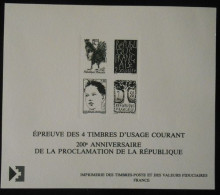 Epreuve Des 4 Timbres D'usage Courant 200 Anniversaire De La Proclamation De La République - Epreuves D'artistes