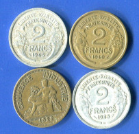 2 Fr  4 Pieces  1945 B +1945 C +1940 +1922 - 2 Francs