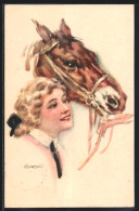 Künstler-AK Luis Usabal: Junge Dame Mit Pferd  - Usabal