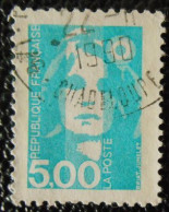 2625 France 1990 Oblitéré Marianne Du Bicentenaire Ou Briat  5,00 F Bleu-vert - 1989-1996 Maríanne Du Bicentenaire