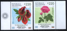 Argentina  2021. Flowers. Flora.  90 Years Of Diplomatic Relations With Bulgaria.  MNH - Ungebraucht