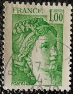 1973 France 1977-78 Oblitéré Sabine De Gandon D'après David 1 F Vert - 1977-1981 Sabine De Gandon