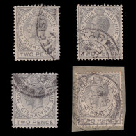 GIBRALTAR.1912/24.GV.2d.SG 93.USED.Set 4.Wmk Mult Script CA. - Gibraltar