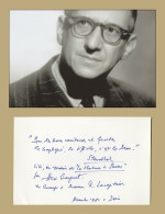 Henri Sauguet (1901-1989) - Compositeur - Rare Citation Autographe Signée - 1980 - Cantanti E Musicisti