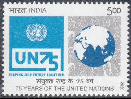 India 2020 The 75th Anniversary Of The United Nation Stamp 1v MNH - Ungebraucht