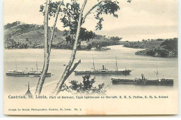 Antilles - Sainte-Lucie - CASTRIES - Part Of Harbour - Vigie Lighthouse On The Left H.S.M. Pallas R.M.S. Solent - Sainte-Lucie