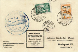 BF0447 / UNGARN - BUDAPEST  -  1929  ,  Karte Mit Zeppelin LZ 127 Befördert   -   Michel 430 , 478 - Storia Postale