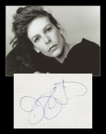 Jamie Lee Curtis - Rare Genuine Signed Notebook Page + Photo - Cannes 1992 - COA - Schauspieler Und Komiker