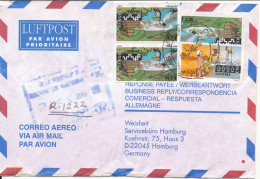 Mexico Registered Air Mail Cover Sent To Germany 6-12-1999 One Of The Stamps Is Damaged - Mexico