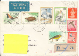 Japan Cover Sent Air Mail To Germany DDR 4-5-1976 With A Lot Of Topic Stamps Something Is Cut Of The Backside Of The Cov - Lettres & Documents