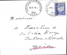 TIMBRE N° 522  -  PETAIN  -  TARIF DU 1 2 42  - 1942 -   MOIRANS S/MONTAGNE JURA - CACHET MANUEL  A 5 BIS - Postal Rates