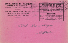 36130# CARTE FRANCHISE CROIX ROUGE ROODE KRUIS BELGIQUE COLIS DU PRISONNIER ACCUSE RECEPTION BRUXELLES 1943 ATTERT - Oorlog 40-45 (Brieven En Documenten)