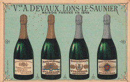 Lons Le Saunier * Vve A. DEVAUX Alcool Vin Champagne Crémant * Carte De Visite Ancienne Illustrée Publicitaire - Lons Le Saunier