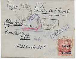 Riga Einschreiben 1921 Nach Offenbach - Lettonie