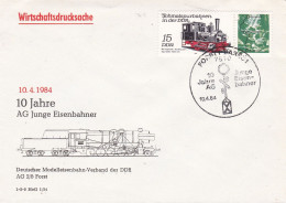 Germany DDR 1984 10 Jahre AG Junge Eisenbahner  10-04-1984 - Treinen